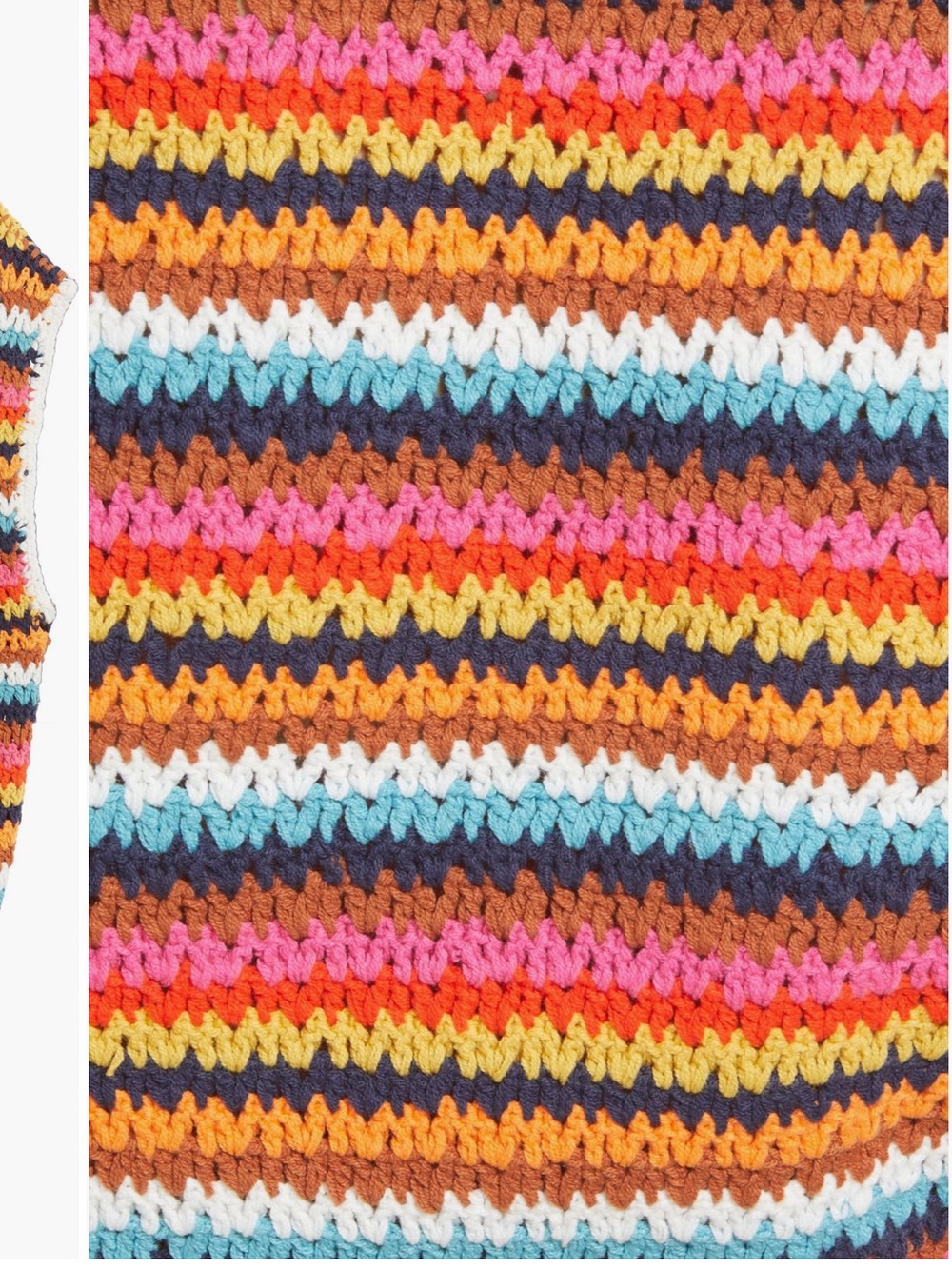 Marine Layer‎ Avery Stripe Crochet Top Size L Multicolor Cotton Blend Knit - Picture 6 of 12